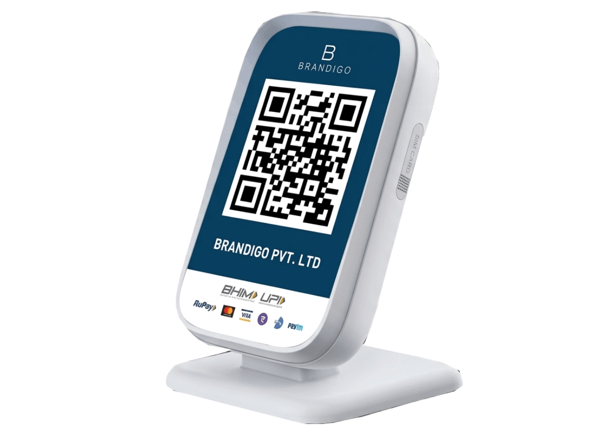 Brandigo QR and soundbox payment terminal for merchant checkout